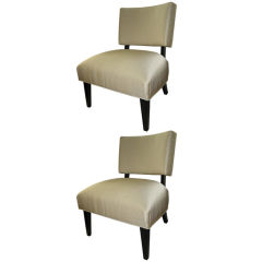 Vintage Pair, Chic Mid-Century Slipper Chairs.