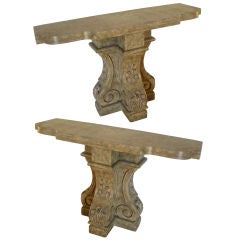 Pair of Faux Stone Console Tables