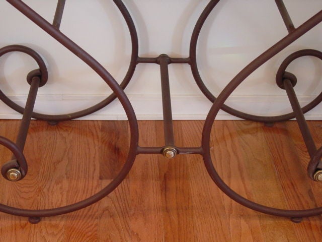 Spanish Travertine and Iron Console/Serving Table.