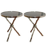 Stunning Pair of 1970s Iron/Marble End Tables