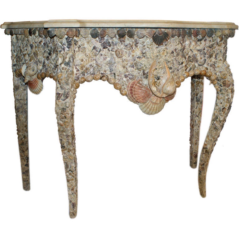 A Marvolous Shell Encrusted Console Table