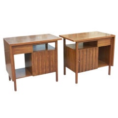 Matched Pair of Architectural Nightstands by Widdicomb
