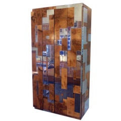 Wall Mounted Paul Evans Burl and Chrome Bar and End Tables