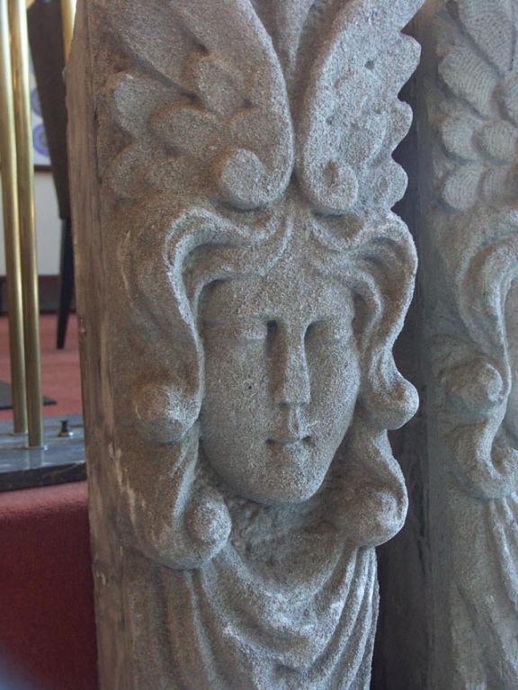Circa 1900 NYC Pair of Hand Carved Limestone Keystones