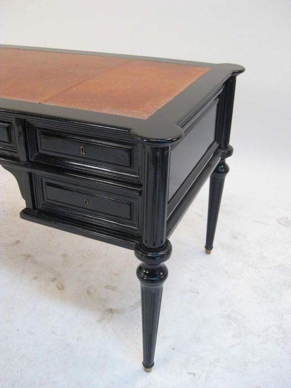 Ebonized Desk with Leather Top