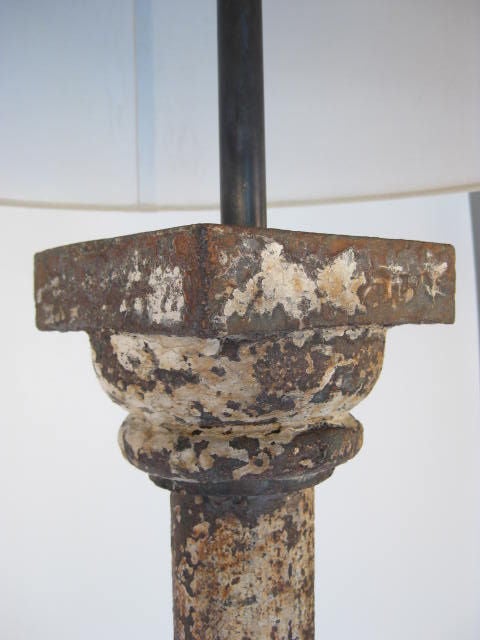 Massive iron and bluestone floor lamp