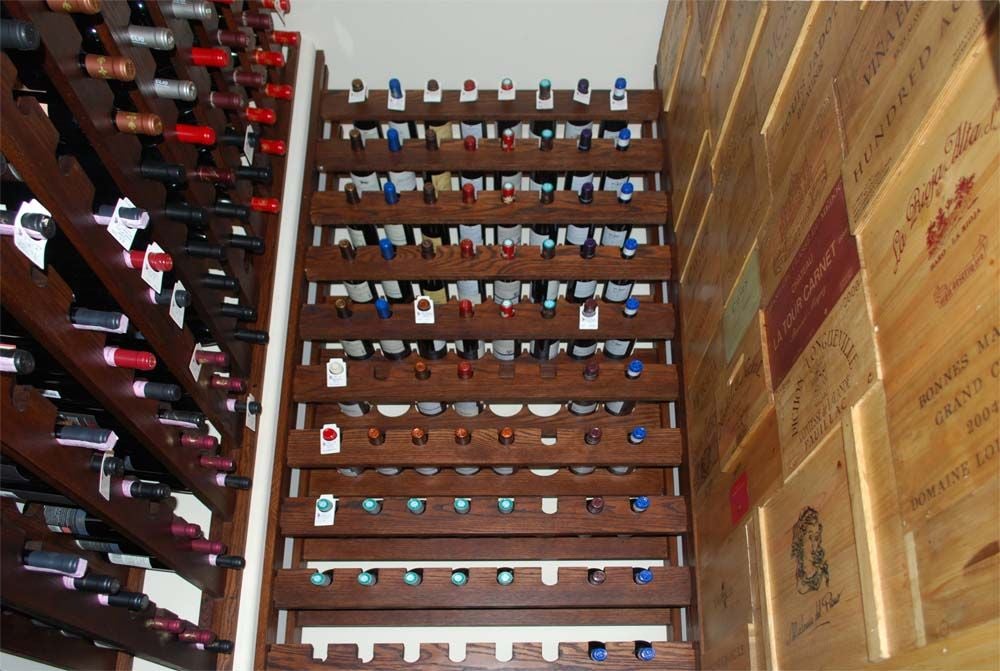 A modular wine rack system that is adjustable and extremely versatile. This example shows how a spare room or a walk-in closet can be transformed into a virtual wine cellar, the system is so flexible that the client can adjust the racks for standard