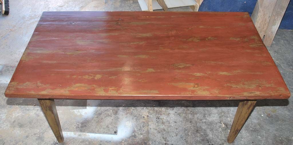 Painted Farm Table in Reclaimed Antique Wood, Custom Made by Petersen Antiques In Excellent Condition For Sale In Los Angeles, CA