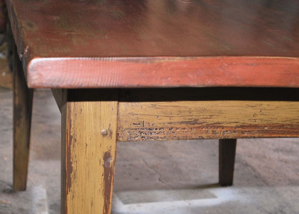 Pine Painted Farm Table in Reclaimed Antique Wood, Custom Made by Petersen Antiques For Sale