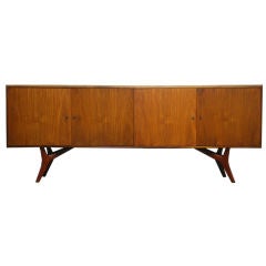 Brazilian caviuna wood cabinet with arched legs and bronze pulls