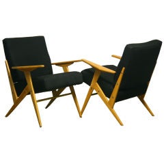 Exotic wood and fabric side chairs by Jose Zanine Caldas