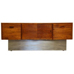 Rosewood and chrome cabinet by Milo Baughman