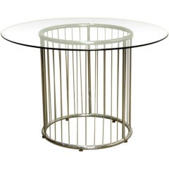 Circular Chrome Spindle Base Dining Table