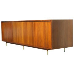 Claro Walnut and brass large scale media cabinet