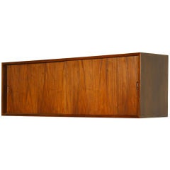 Vintage Claro Walnut wall mounted cabinet with two sliding doors