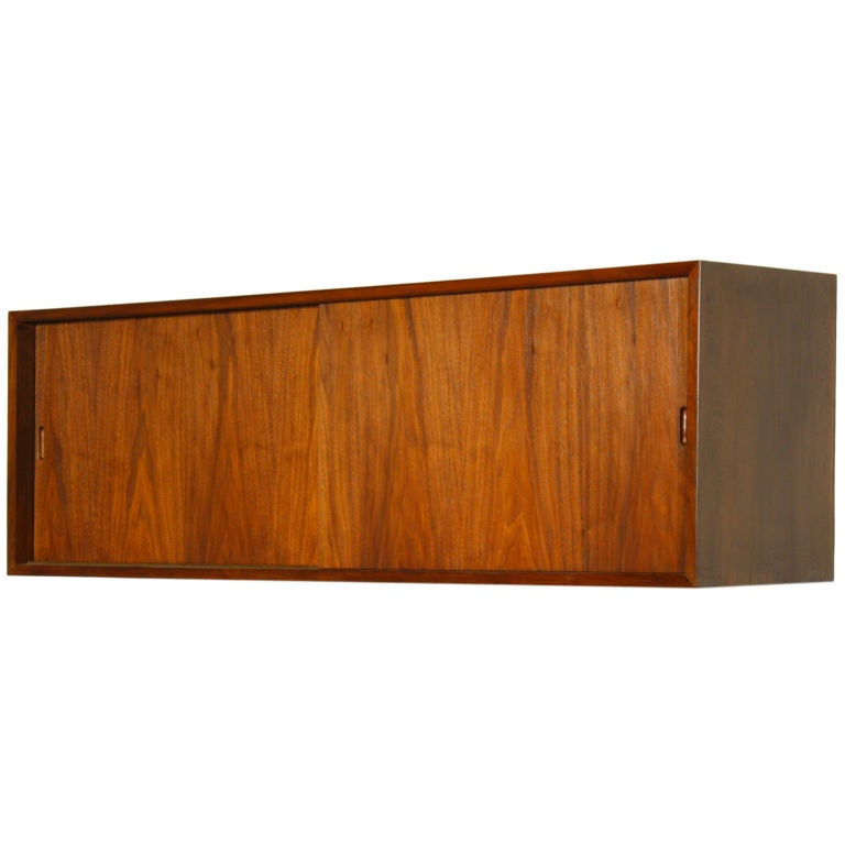 Claro Walnut wall mounted cabinet with two sliding doors