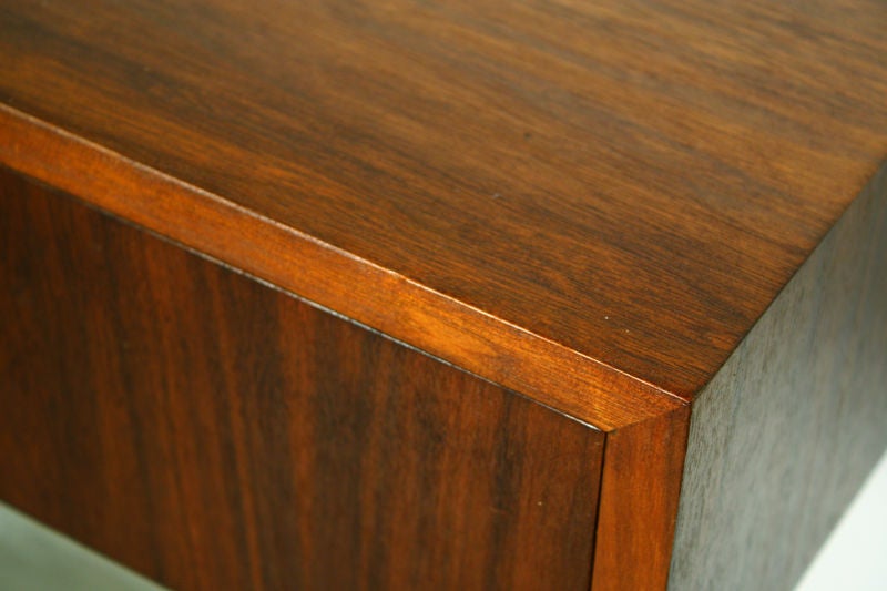 Claro Walnut wall mounted cabinet/desk with three drawers In Excellent Condition In Hollywood, CA
