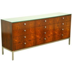 12 drawer rosewood & stainless steel dresser by Pace Collection