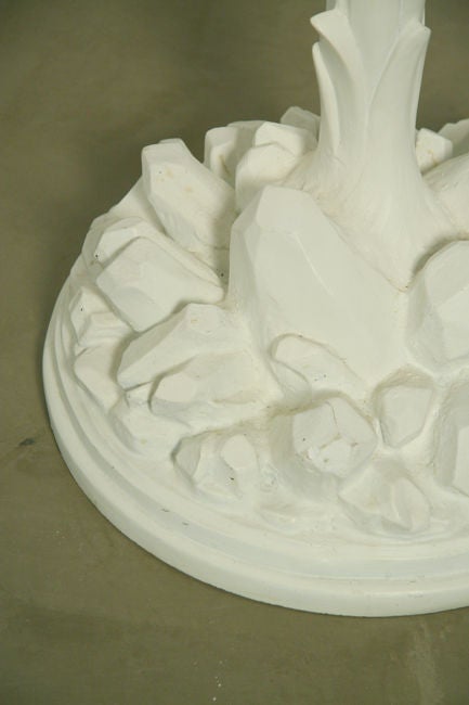 Pair of white plaster leaf pattern floor lamps 2