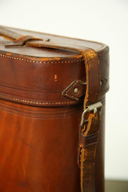 Mid-20th Century Abercrombie and Fitch lunchbox and leather thermos case