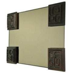 Custom Thomas Hayes Studio bronze mirror with vintage redwood tiles