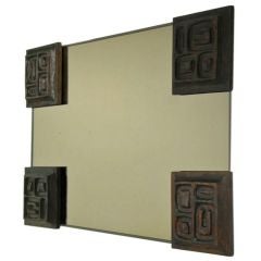 Custom Thomas Hayes Studio bronze mirror with Vintage redwood tiles