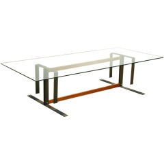 Custom bronze, Ipe and glass coffee table