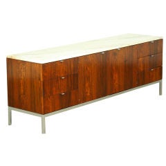 Rosewood cabinet with carrara marble top, Knoll