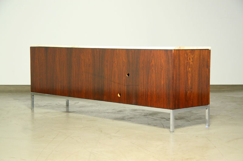 American Rosewood cabinet with carrara marble top, Knoll