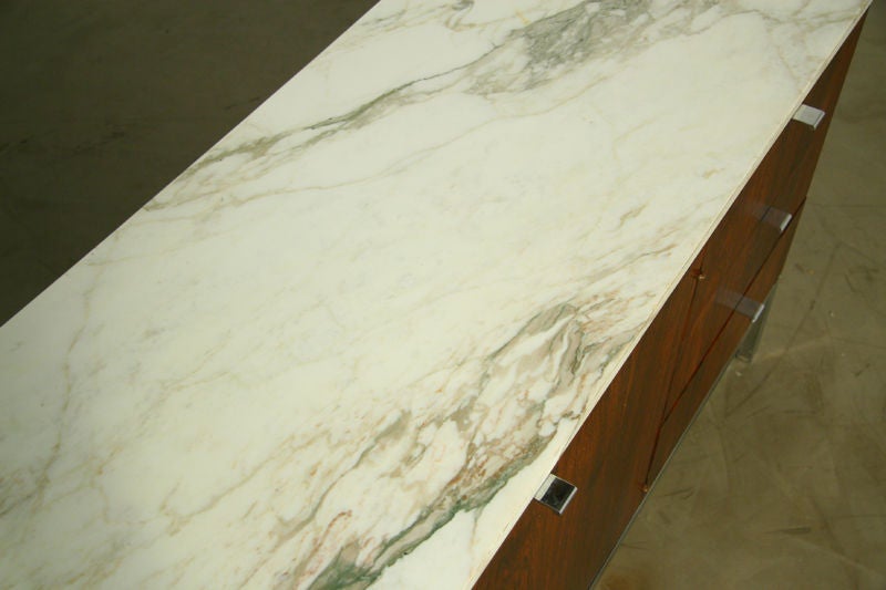 Rosewood cabinet with carrara marble top, Knoll 2