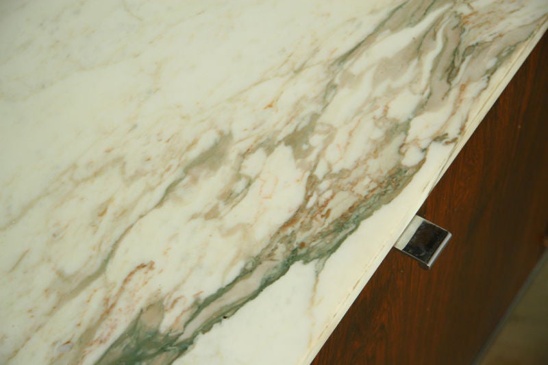 Rosewood cabinet with carrara marble top, Knoll 3