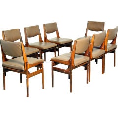 Set of 8 rosewood and leather dining chairs by Jorge Zalszupin