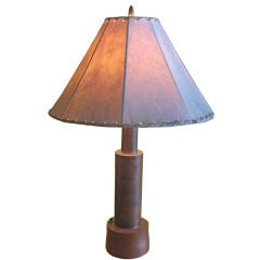 Arts and Crafts hammered copper lamp