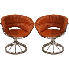 Vintage PAIR  OF  SWIVEL  CHAIRS  FRENCH 70'S.