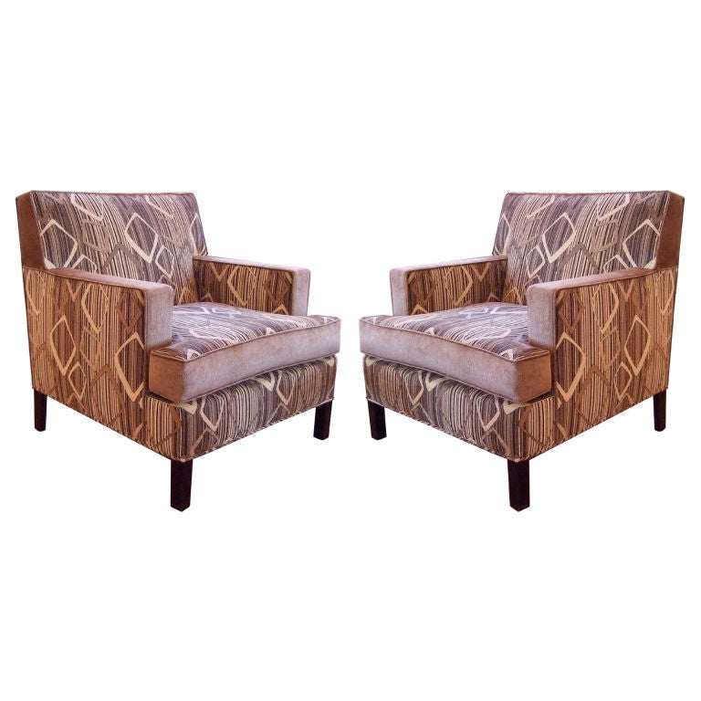 Pair of Two-Tone Club Chairs For Sale