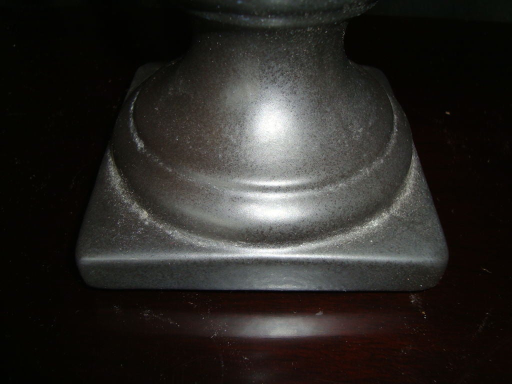 Ceramic Campagna Vase in Gray with a Turquiose Glaze For Sale 1