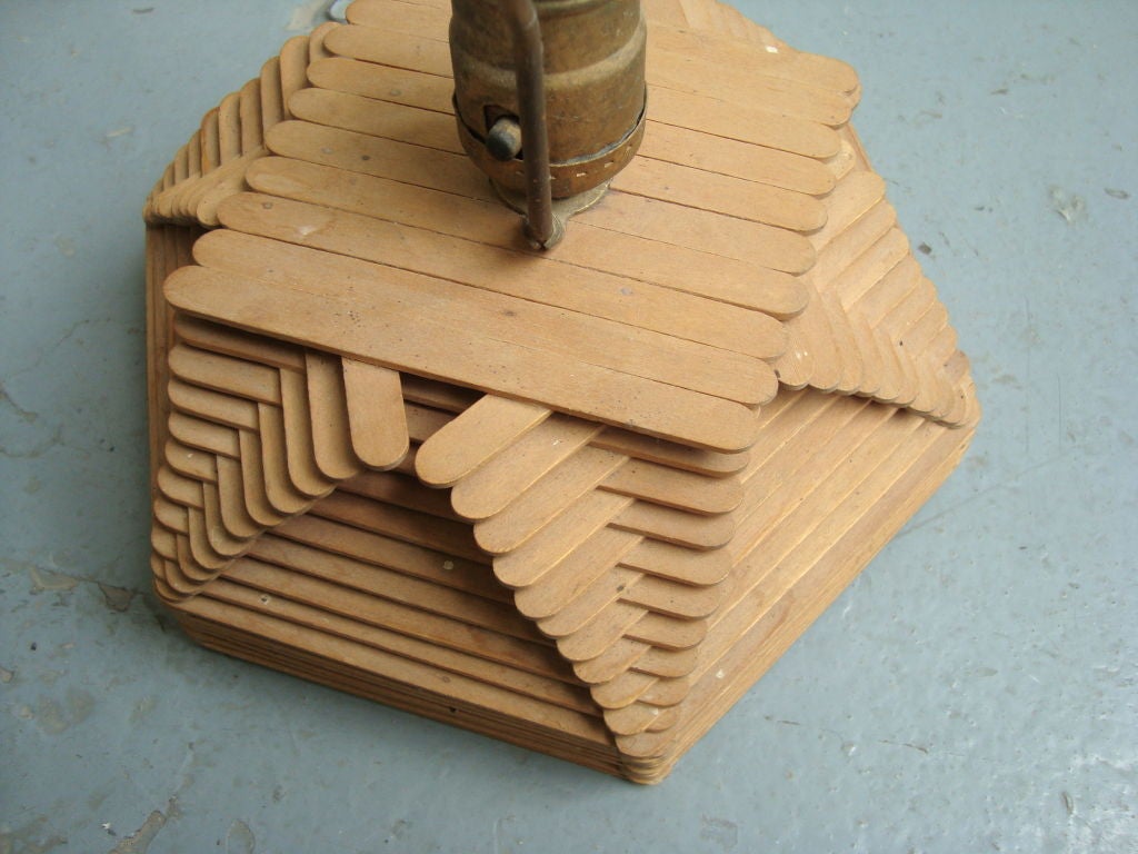A Pair of Unique Popsicle Stick Table Lamps 1