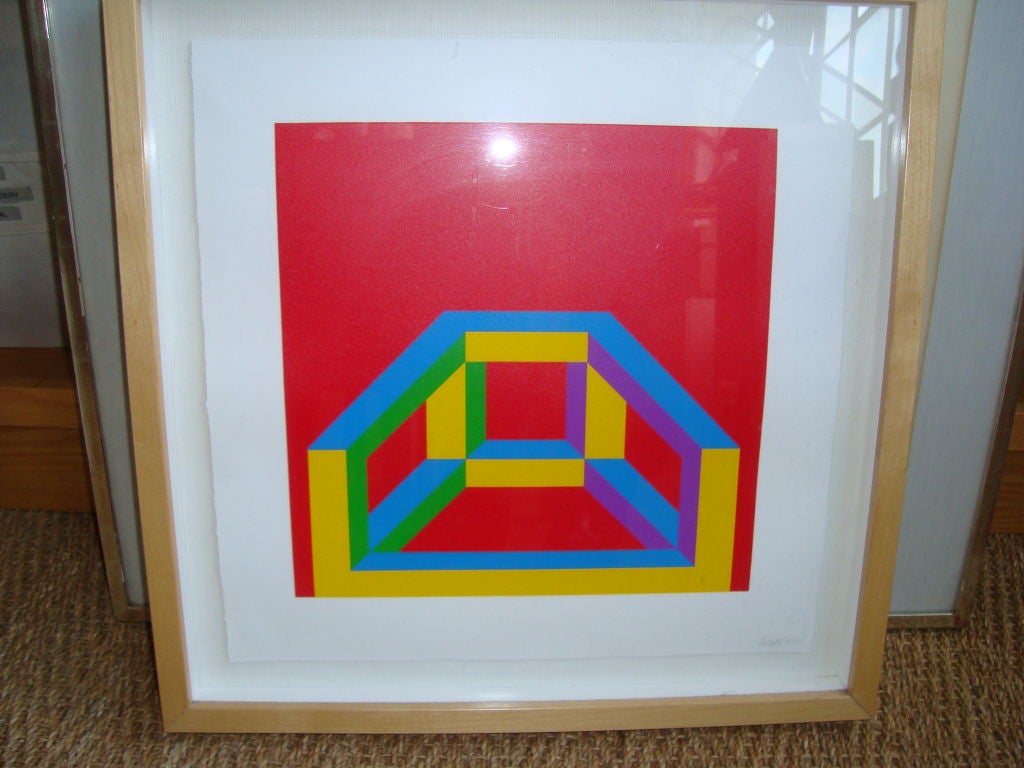 Contemporary Isometric Figure with Bars of Color by Sol LeWitt