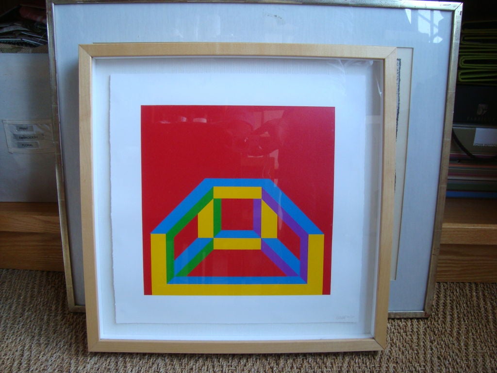 Paper Isometric Figure with Bars of Color by Sol LeWitt