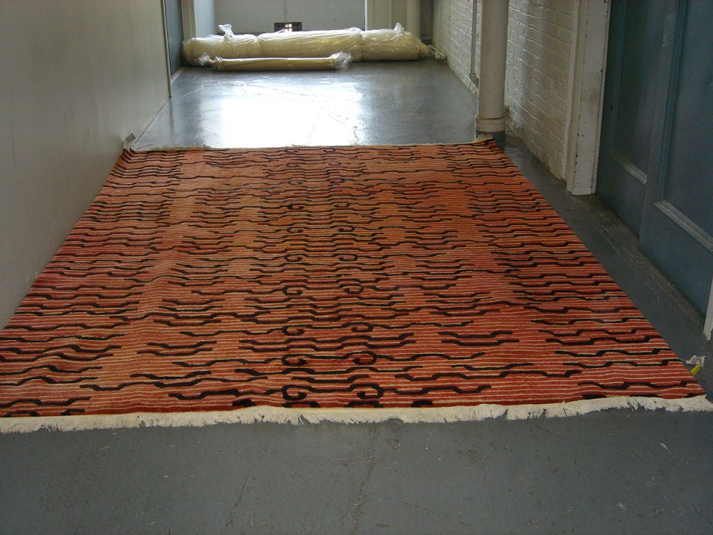 Large Hand Tufted Tibetan Rug in a Abstracted Tiger Pattern