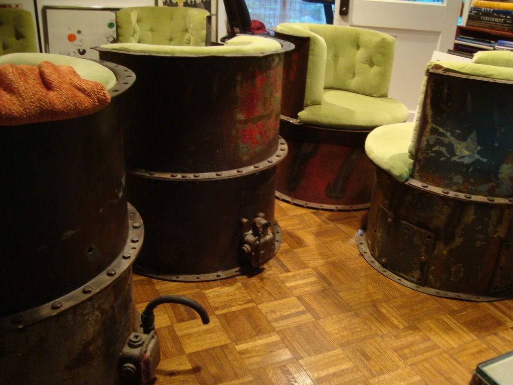 UNIQUE BARREL CHAIRS FASHIONED FROM INDUSTRIAL STEAM PIPES 5