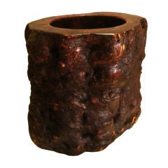 A Burlwood Root Brush Pot