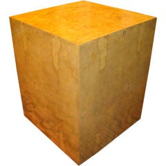 A Burlwood Cube Side Table or Pedestal by DUNBAR