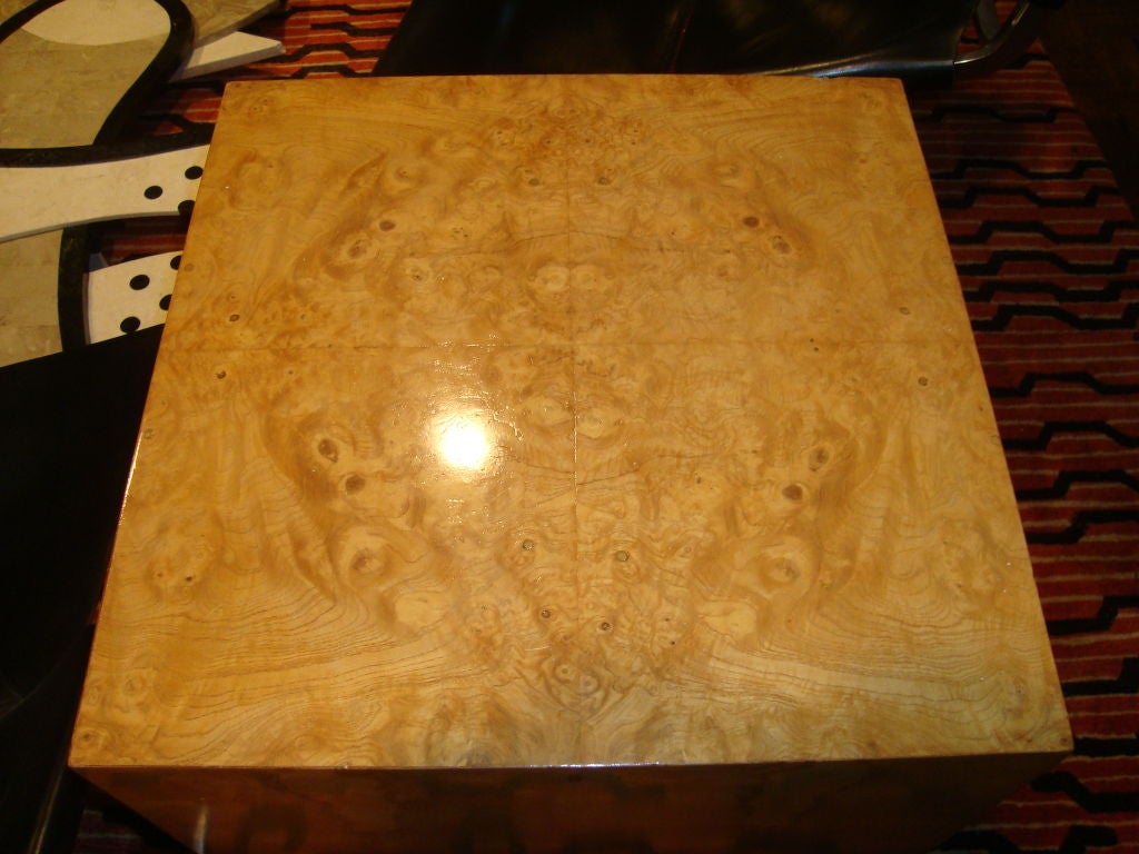 Mid-20th Century A Burlwood Cube Side Table or Pedestal by DUNBAR