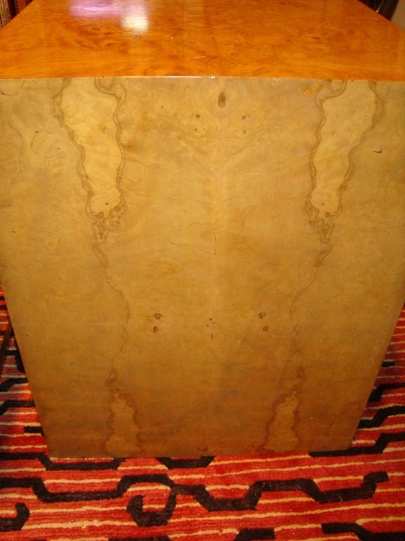 A Burlwood Cube Side Table or Pedestal by DUNBAR 2