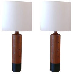 Wood and Leather Inlay lamps