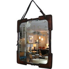 Vintage Jacques Adnet Style Buckle Mirror