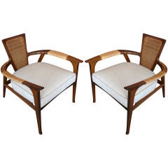 Italian Wood and Cane Chairs