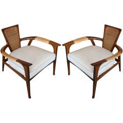 Italian Wood and Cane Chairs