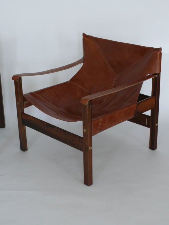 20th Century Brazilian Rosewood and Leather Chairs